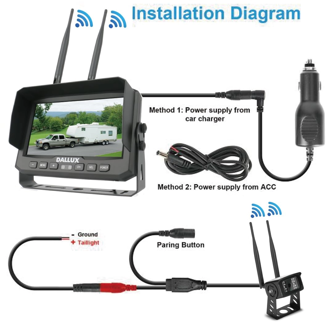 Truck Backup Camera - HD 1080P + 7 inch Monitor + 4 PIN Extension Cable