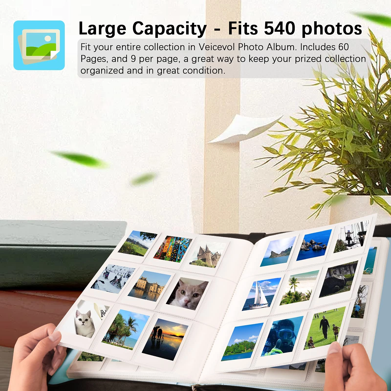 2x3" 540 Pockets Faux Leather Photo Album
