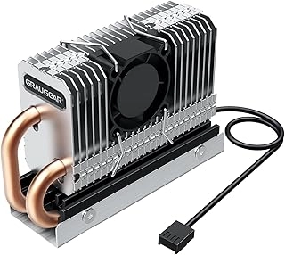GRAUGEAR M.2 2280 SSD Heatsink - Dual Copper Heat Pipes 25 mm Cooling Fan