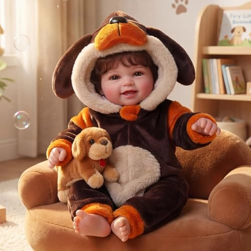 BABESIDE Mia Reborn Baby Doll - 17 Inch Brown Hair Ages 3+