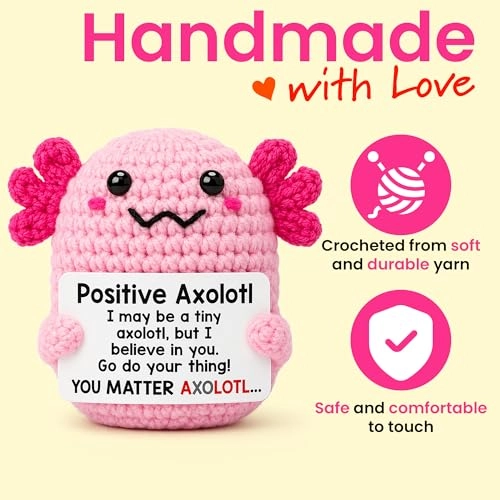 Positive Mini Axolotl Charm Buddie - 14 cm Crochet