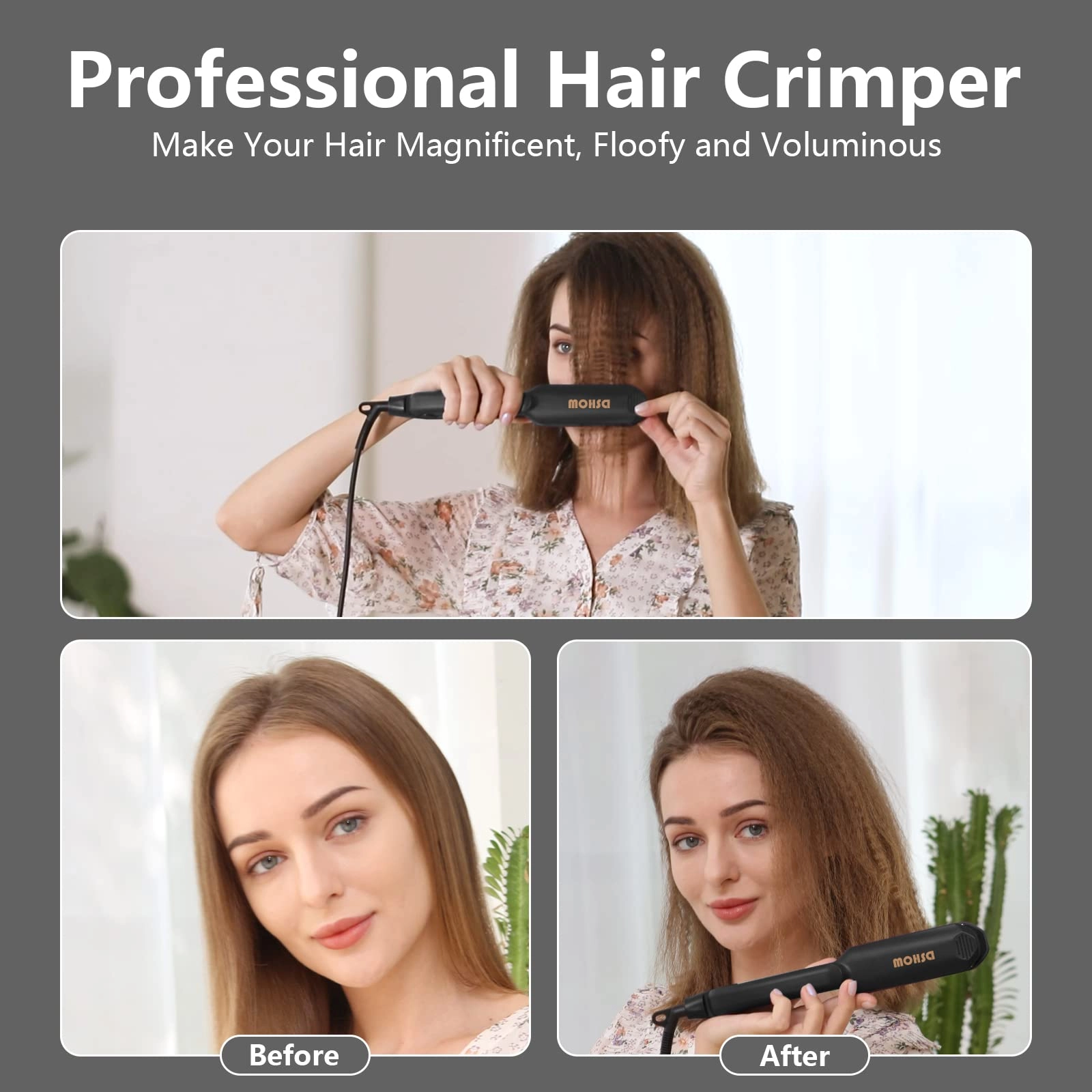 Hair Crimper - Titanium Ceramic Plates 220°C Dual-voltage(100-240V)