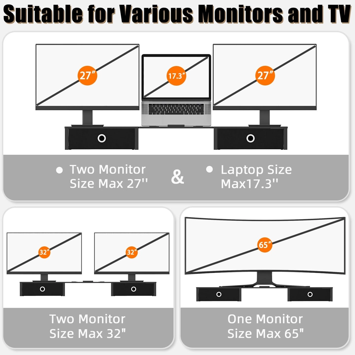 Monitor Stand Riser - Dual Wood and Steel