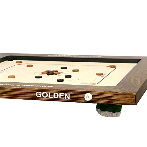 Golden Carrom Board - 12mm Champion with Coins Striker & Cover