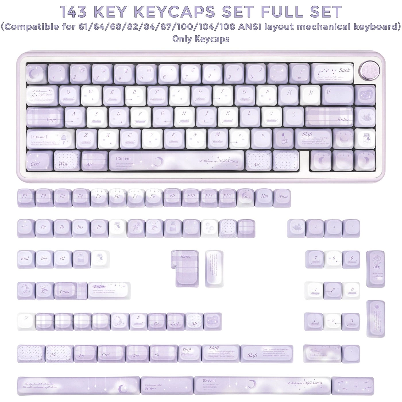 Dreamy Purple PBT Keycaps