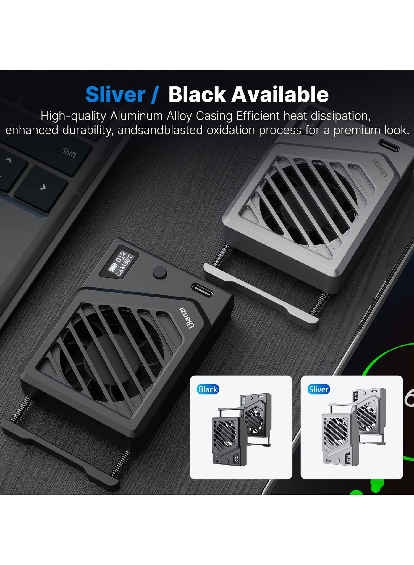 Camera Cooling Fan - Black 200mAh Type-C