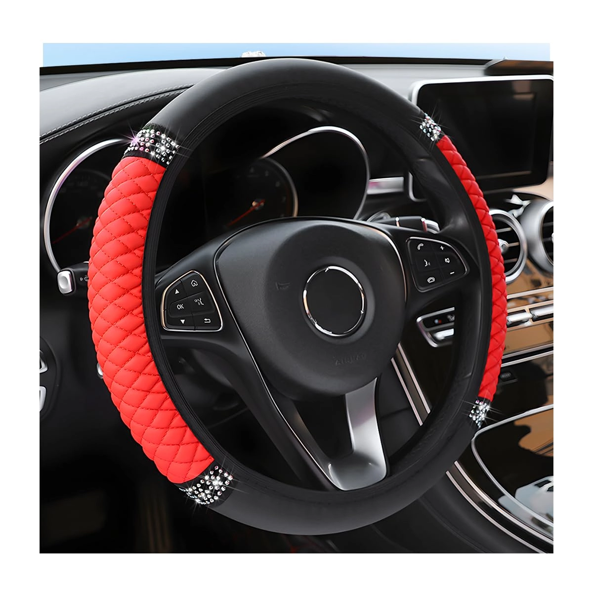 osilly Steering Wheel Cover - 15 Inch Rhinestones