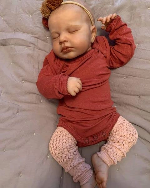 Enjoy with Love Loulou Reborn Baby Doll - 19 Inch Leather Hand Drawn Hair