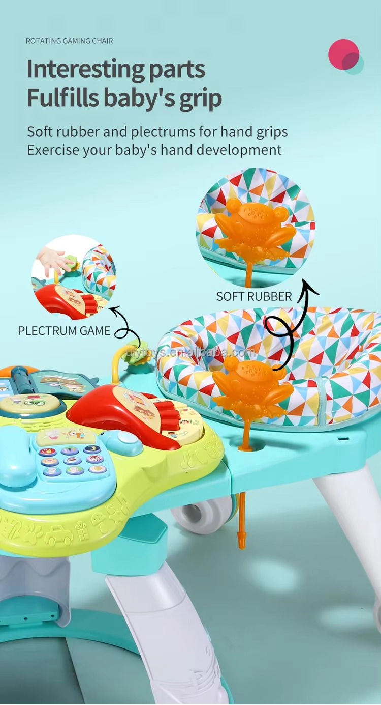 3-In-1 Baby Walker Rotating Chair & Table Playset - Pink Suitable for 6 months and above