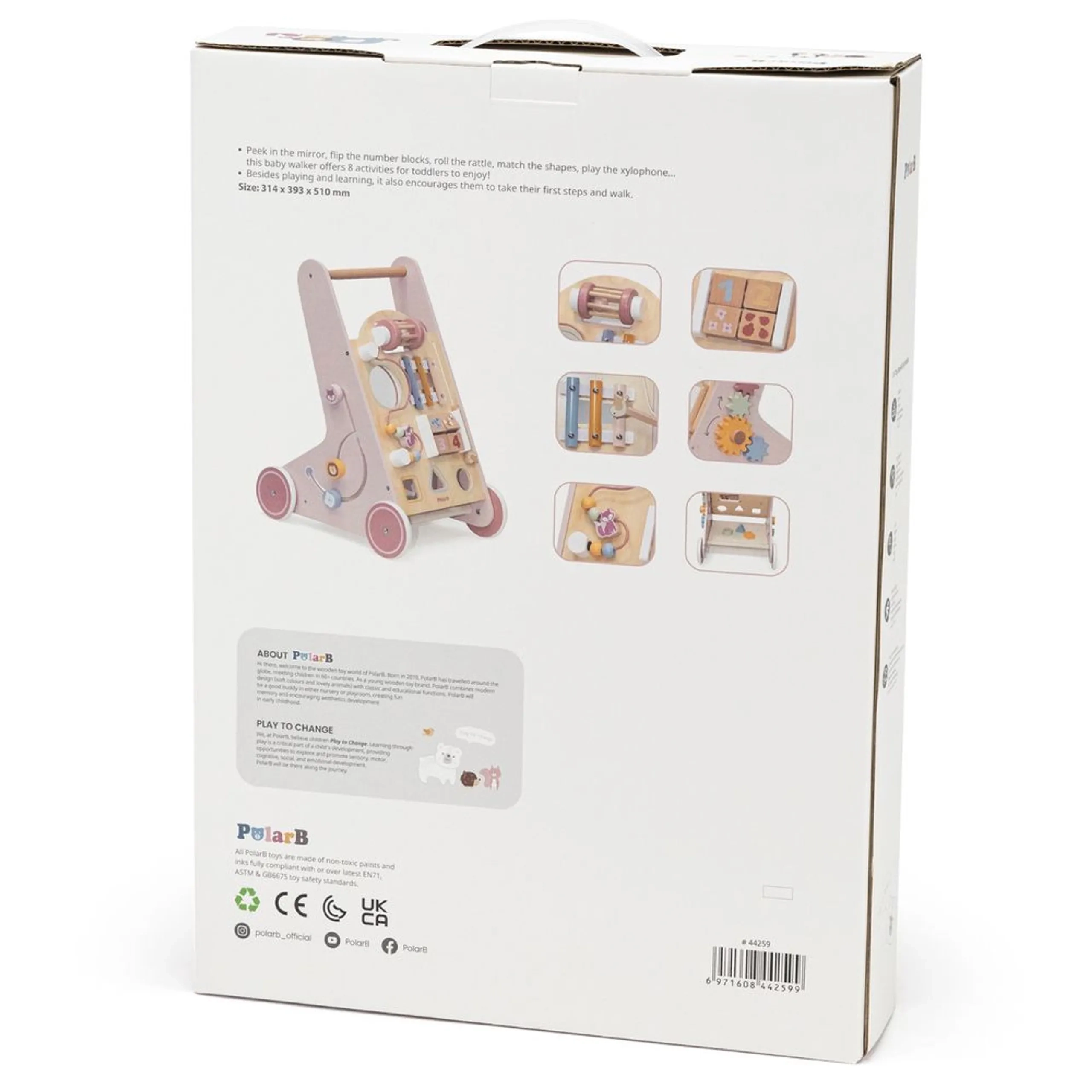 Wooden Baby Walker - 12 months+ Built-In Storage