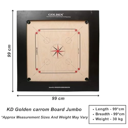 Golden Carrom Board - 32mm Coins Striker & Cover