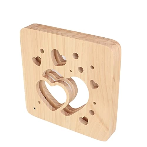 Wooden Hollow Hearts 3D LED Night Light - USB warm white