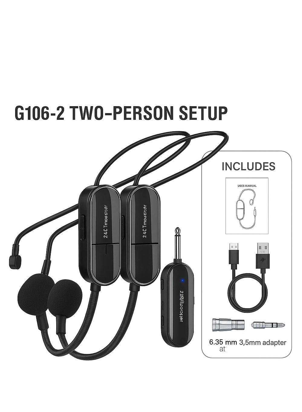 Wireless Headset Microphone - 2 2.4G