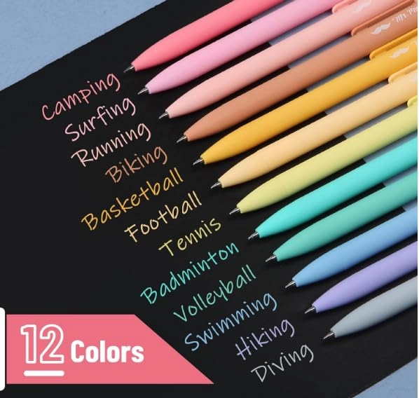 Retractable Gel Pens - 12 Pack 0.7mm