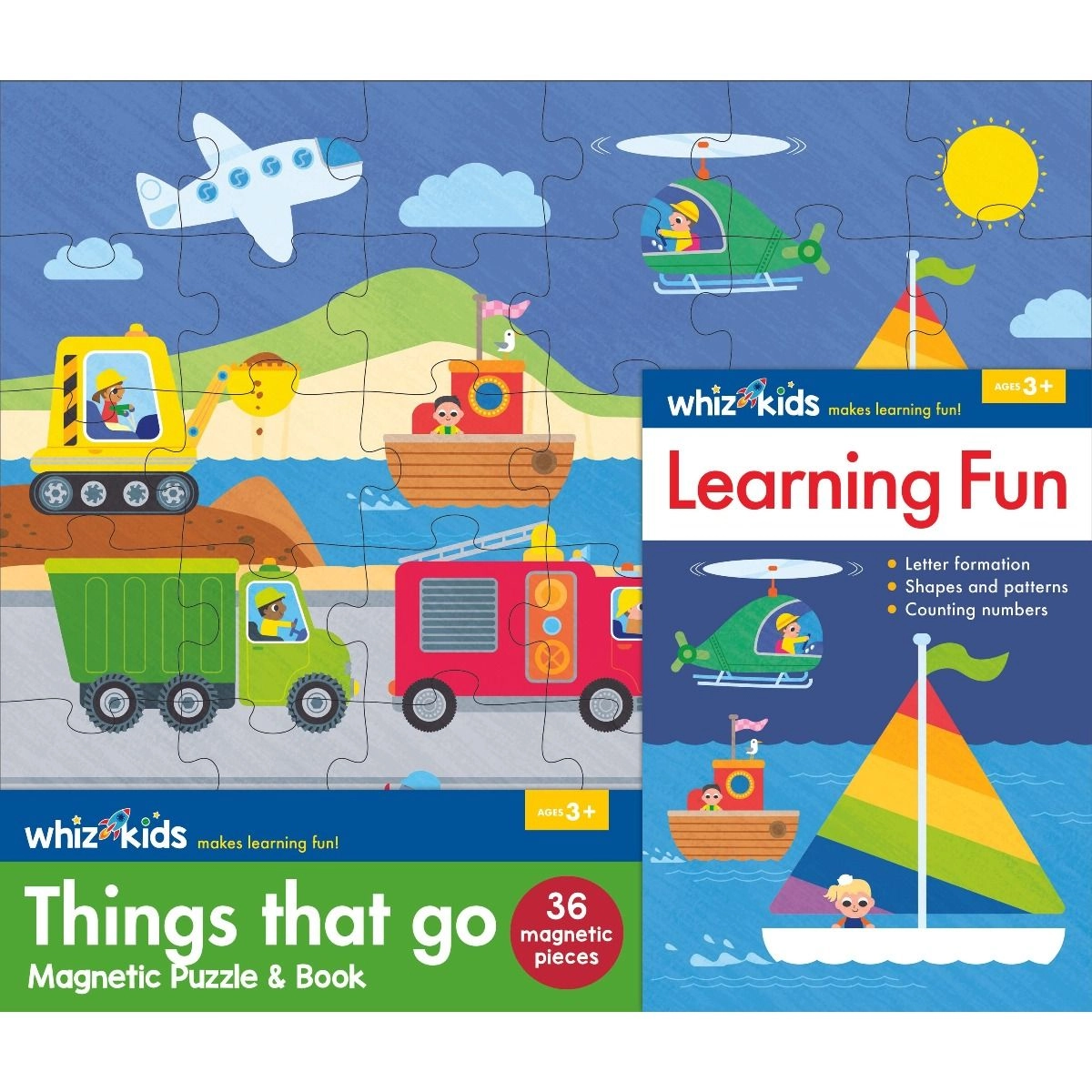 Edu Fun Things That Go Magnetic Puzzle And Book - 3 + 36 pieces