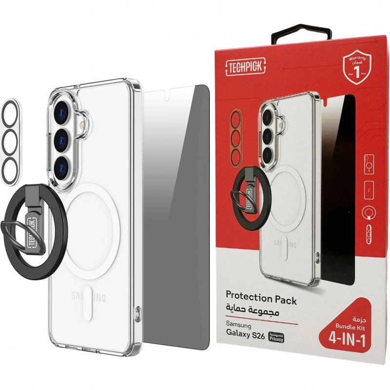 Hard Case + Tempered Glass + Camera Lens Protector + Magnetic Stand Smartphone Case Bundle with MagSafe for Samsung Galaxy S25 Ultra