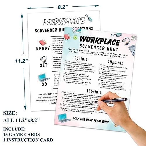 Work Party Photo Scavenger Hunt - Adult 15 cards