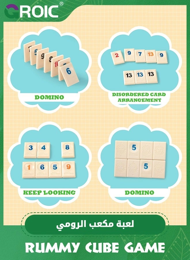 Rummy Cube Game - 106 Tiles 4 Racks Portable Case