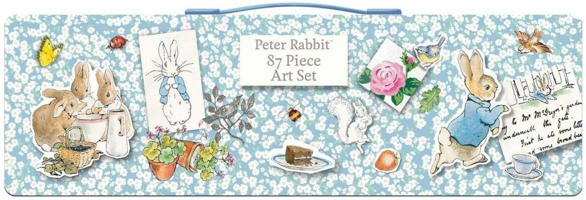 North Parade Publishing Art Set - Peter Rabbit Pin Up - 87 Piece crayons, markers, paints, and brushes