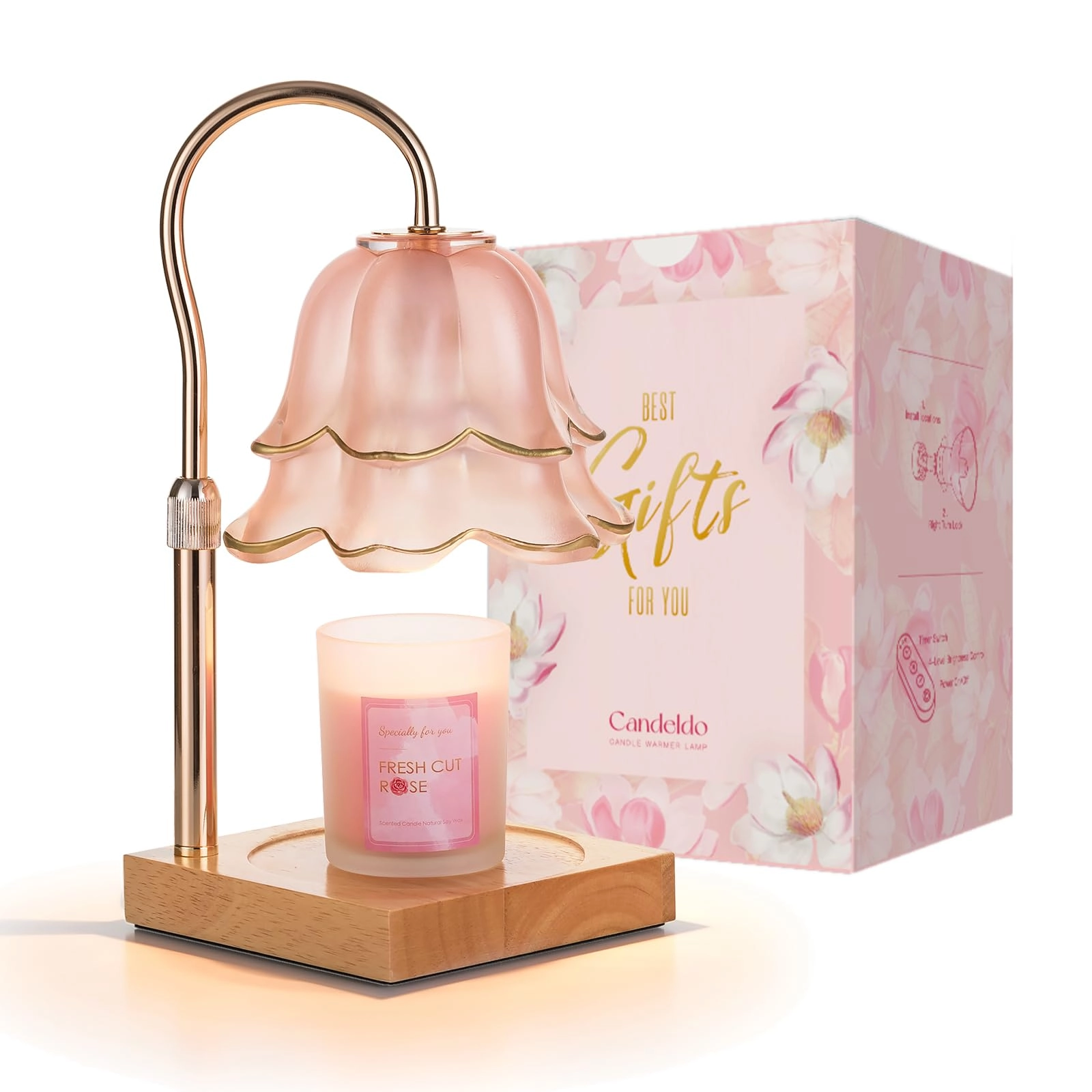 candeldo Candle Warmer Lamp - Pink Flower Timer