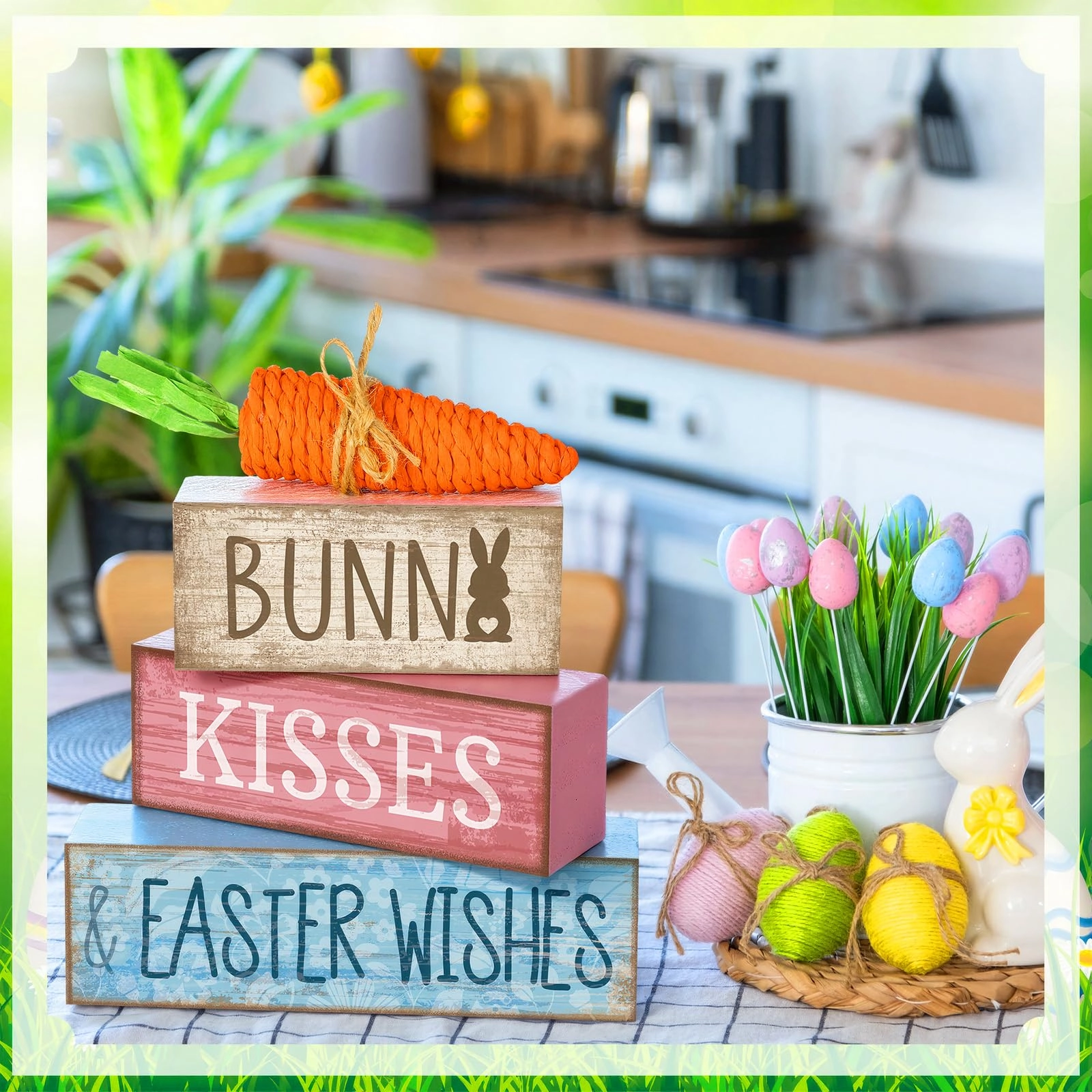 Easter Table Decoration Wooden Block Carrot - 4.0 Count Easter