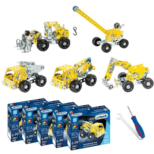 Mini 00250 - wheel loader + Mini 00251 - crane + Mini 00252 - tipper + Mini 00253 - excavator + Mini 00254 - concrete mixer