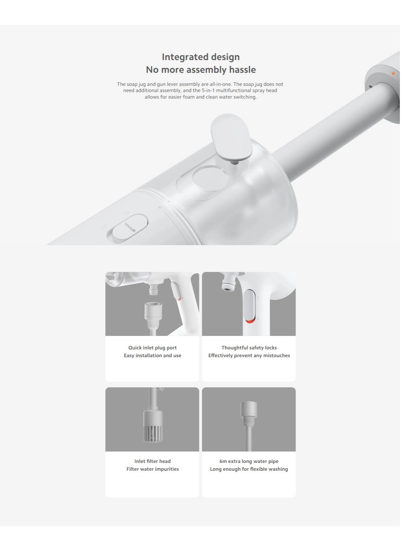 MJXCJ001QW - Cordless High-Pressure Car Washer 18V 2000mAh White