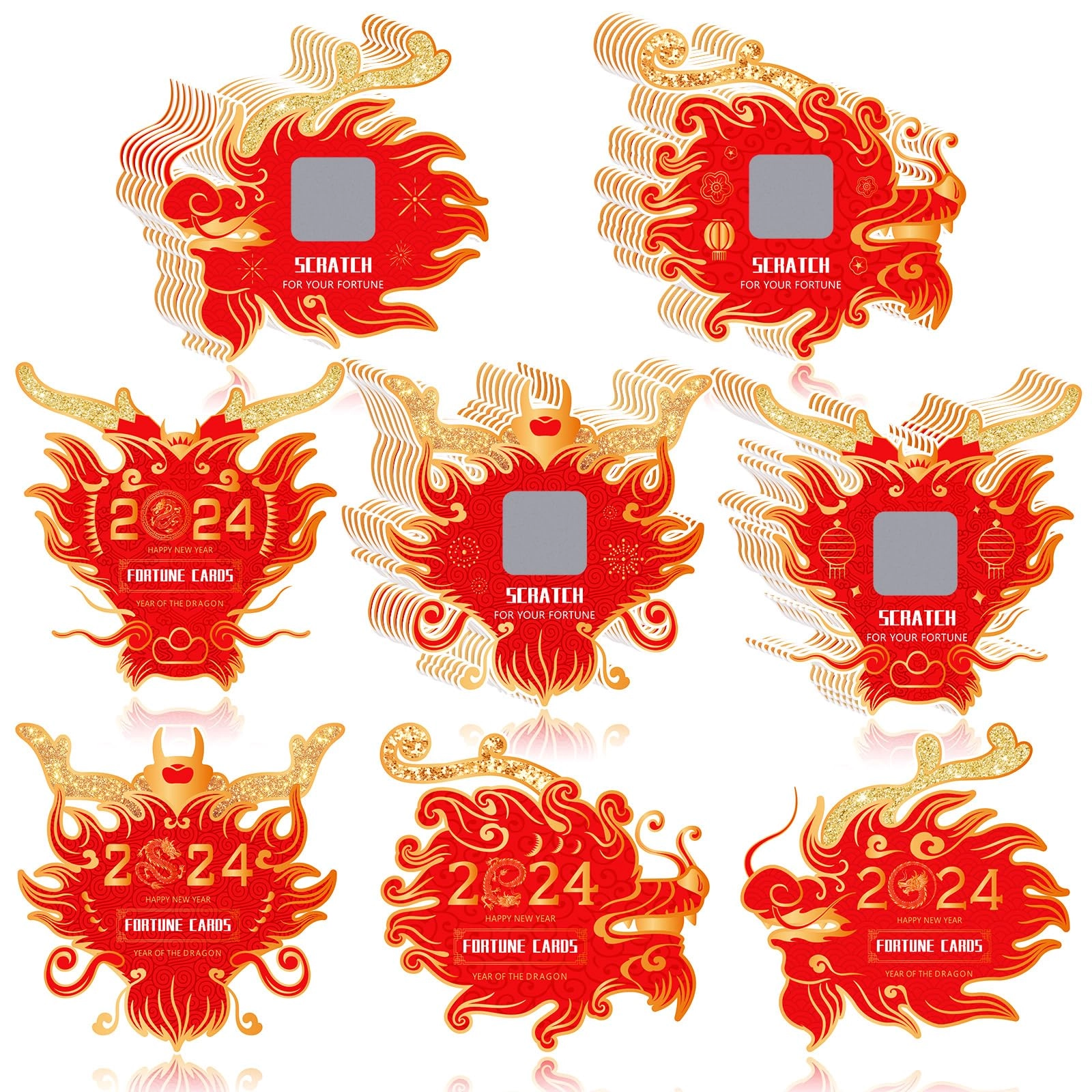 Geyee Scratch Off Fortune Cards - 180 pieces Chinese New Year