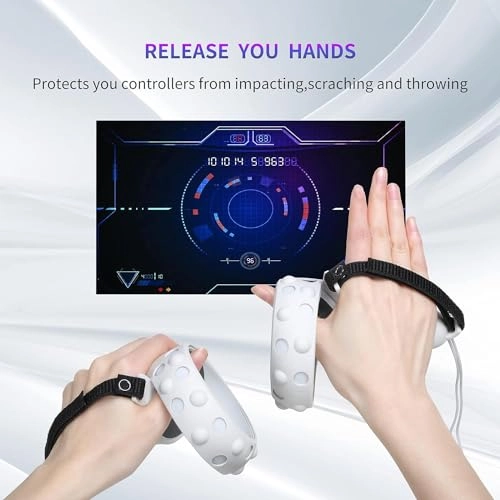 Touch Controller Grip Cover - Oculus Quest 2 Black + Adjustable Knuckle Strap