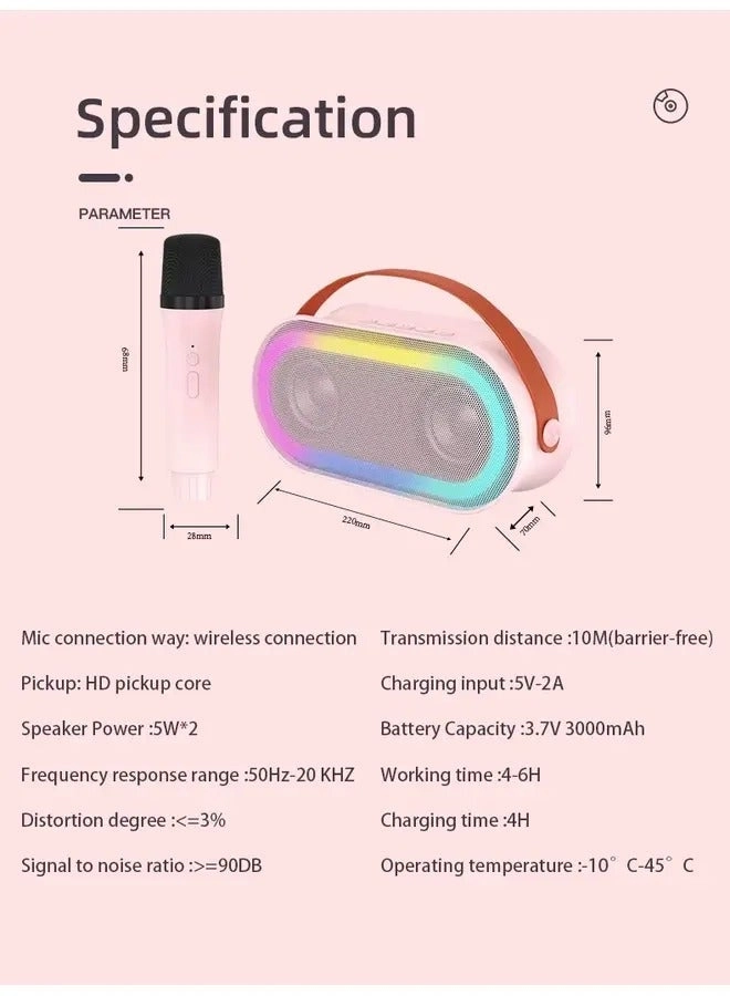 Mini Karaoke Machine - 2 Karaoke Microphones