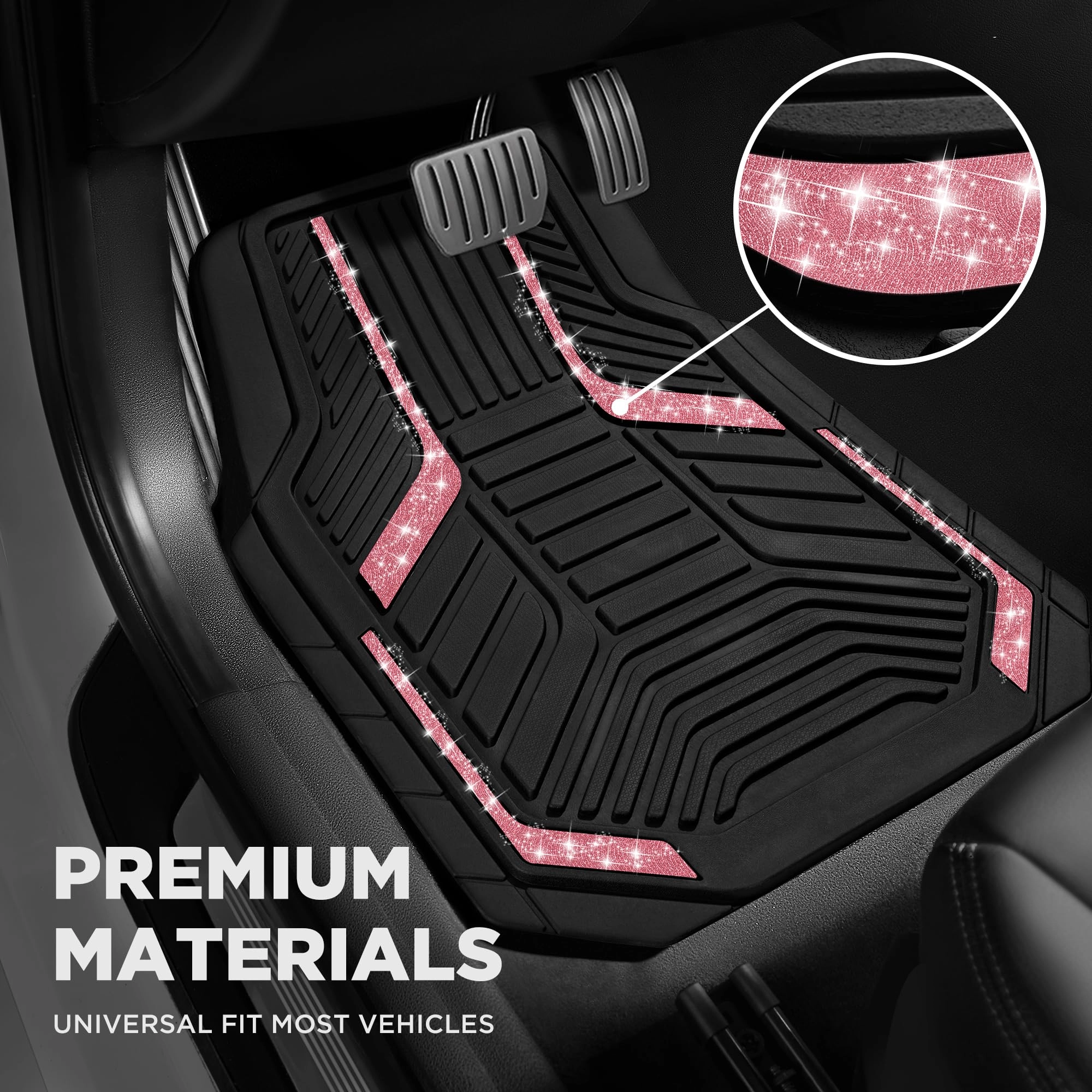 Heavy Duty Rubber Floor Mats - Pink Universal Fit