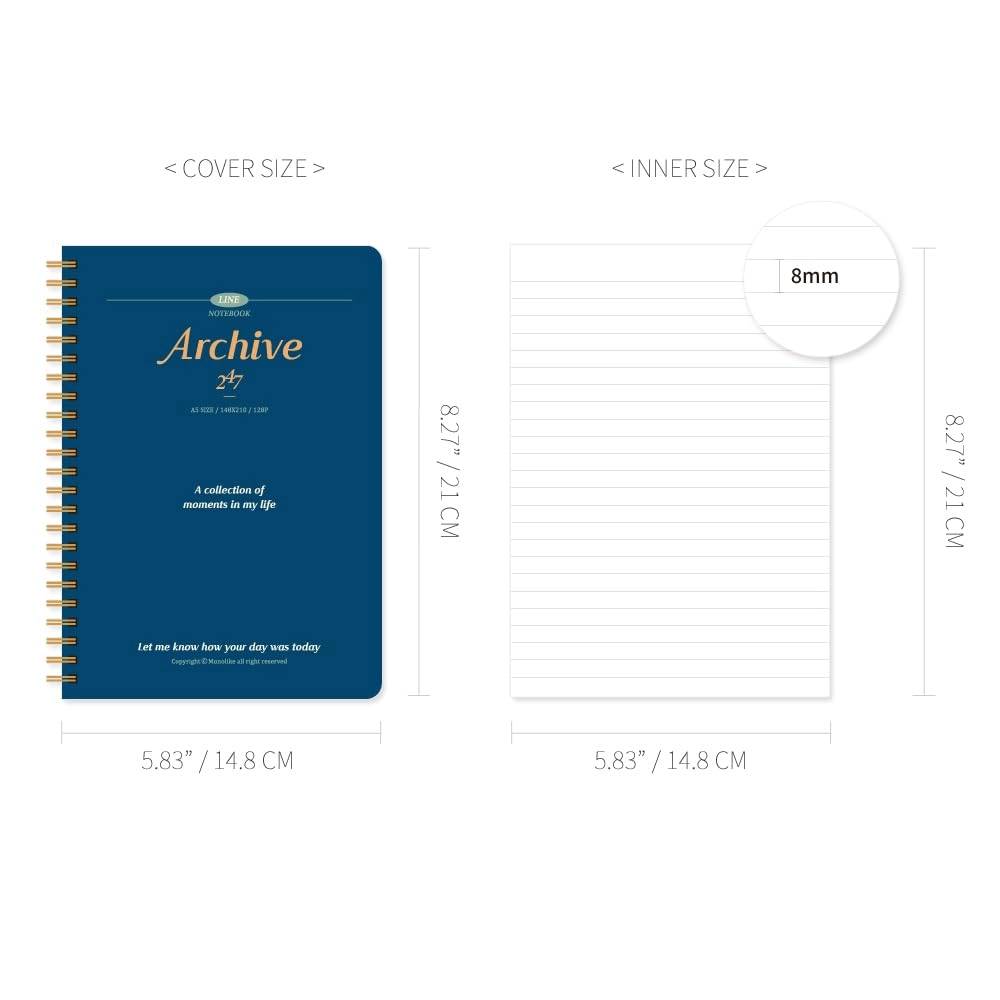 Archive A5 Spiral - Lined 98 Pages