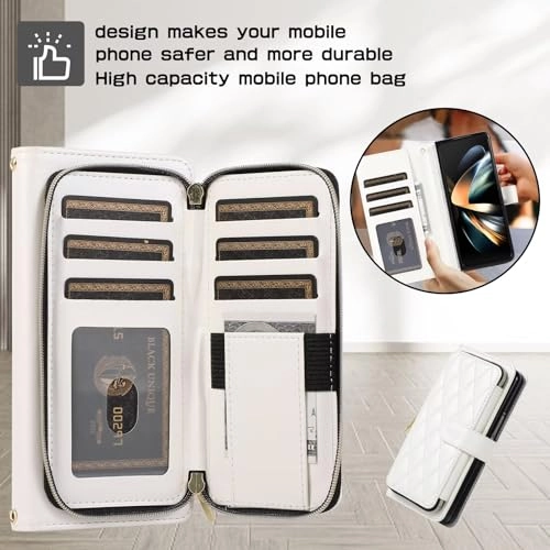 Case for Samsung Galaxy Z Fold 5 - Faux Leather Zipper Purse Wallet Phone Cover