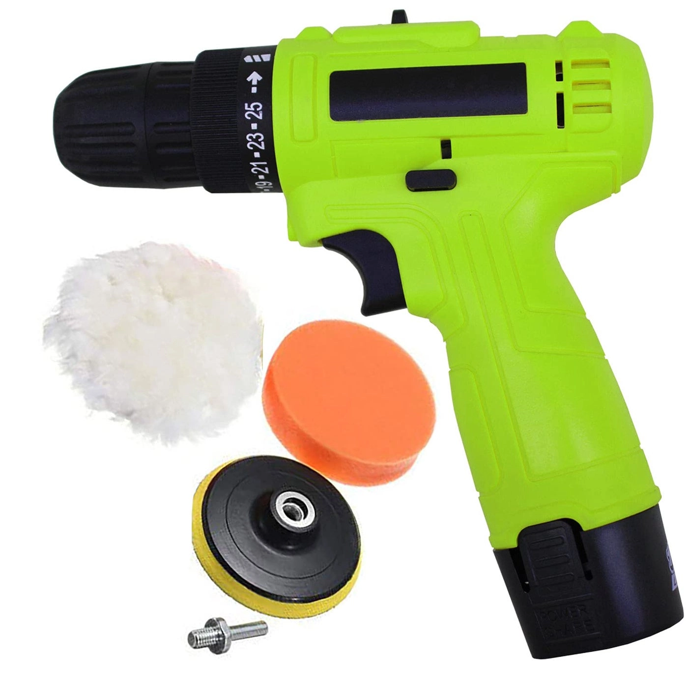 Cordless Screwdriver drill machine - 12V 0-10mm + 1200 mAh Battery + Charging Adapter + Polishing Pad kit - 5 inch