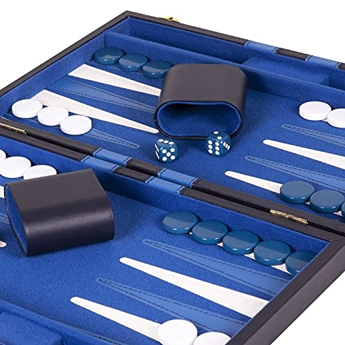 Backgammon Set - Premium Leather Case Strategy & Tip Guide