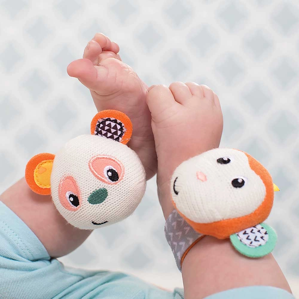 Wrist Rattles - Suitable for 3 to 9 mo Monkey/Panda