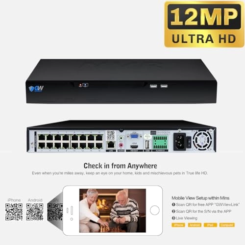 GW6832N - 32-Channel 8TB + GW1263301M - 12MP (16x) + GWSW1602G - 16-Port PoE Switch + GWCAT60 - 60ft + GWCAT100 - 100ft