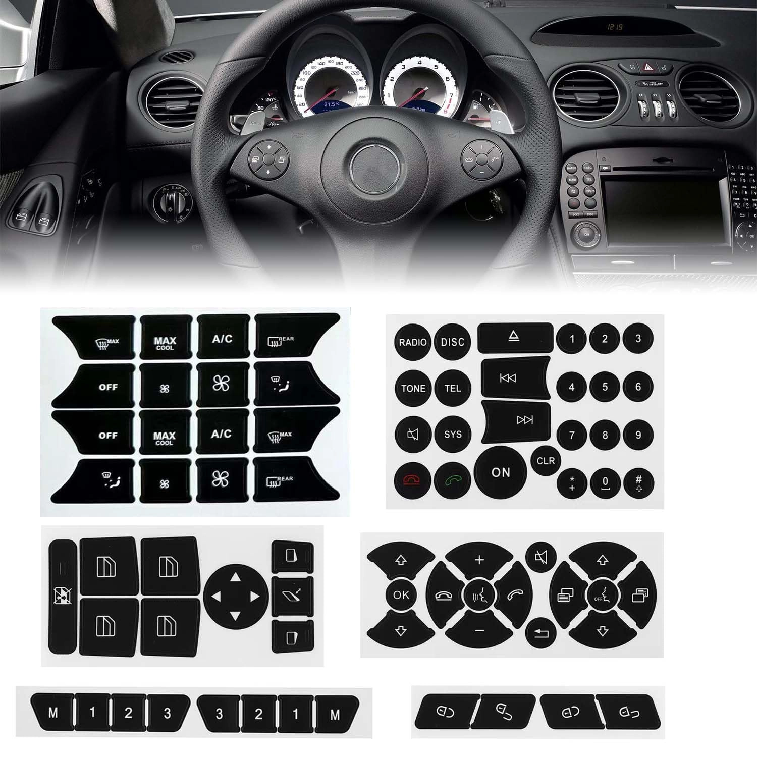 zsygygdks Dash Button Repair Kit - Mercedes Benz W204 C250 C350 E-Class 2008-2014