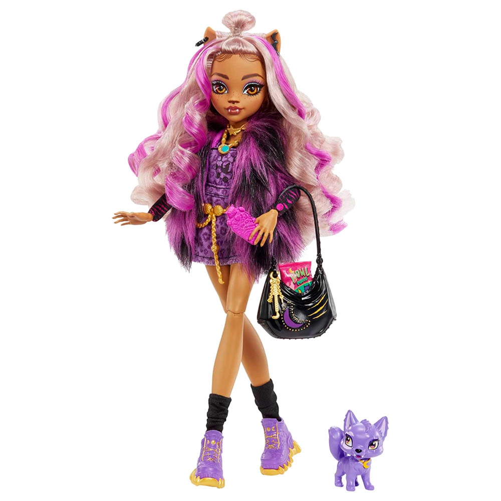 Mattel Games Clawdeen Wolf Posable Doll - Accessories & Pet Dog Ages 4+