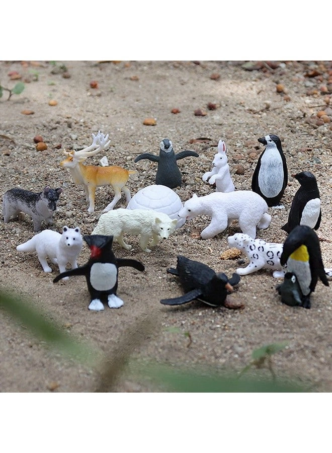 Realistic Polar Animals Figurines - Mini Arctic Animals Tundra Deer & Bear Fox 14 pcs