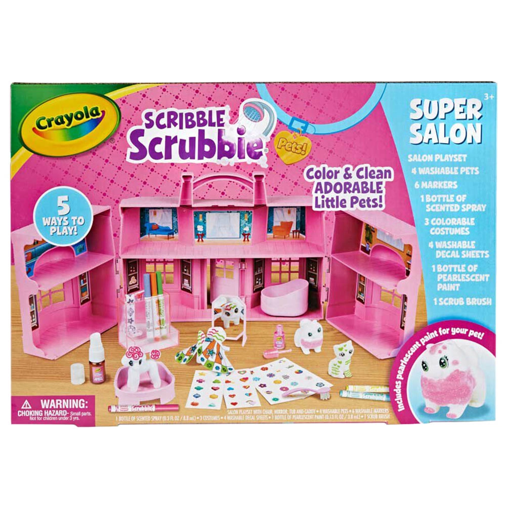 Crayola Scribble Scrubbie Pets Super Salon - 4 Pets 6 Markers