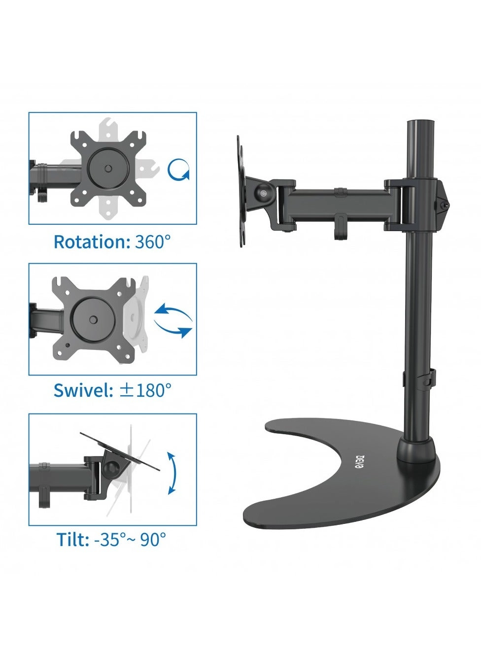 Gaming Monitor Table Arm - 13" to 27" VESA 75x75/100x100