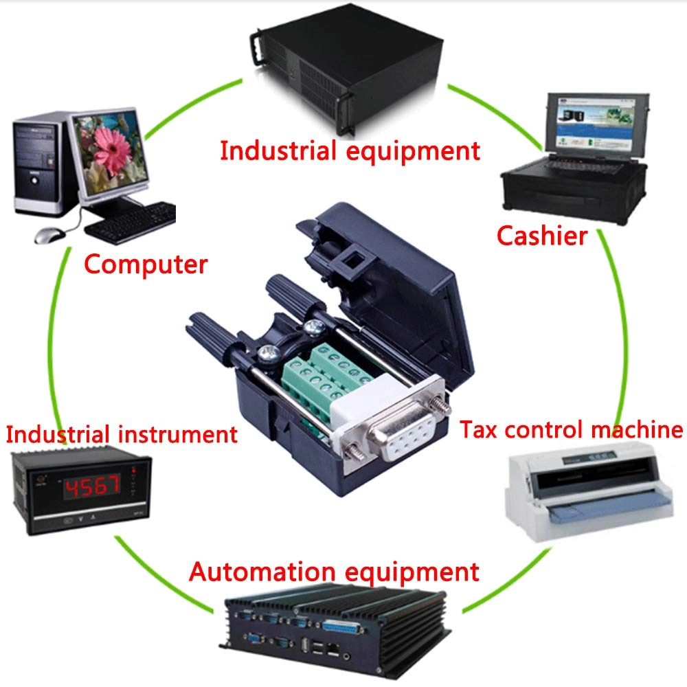 DB9 Solderless RS232 D-SUB Serial to 9-pin Port Terminal Male Adapter Connector Breakout Board