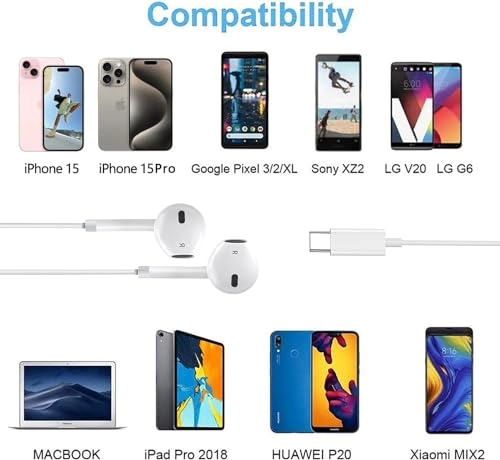 USB C Headphones Wired Earbud Pack