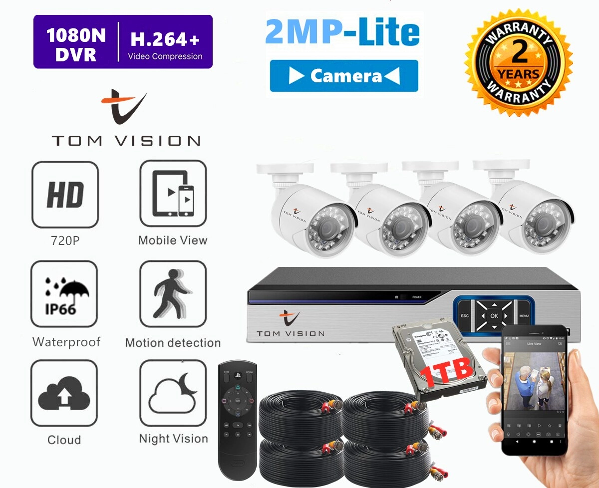 2Megapixels 4Channel Home Security Camera System - 4Pcs 720p