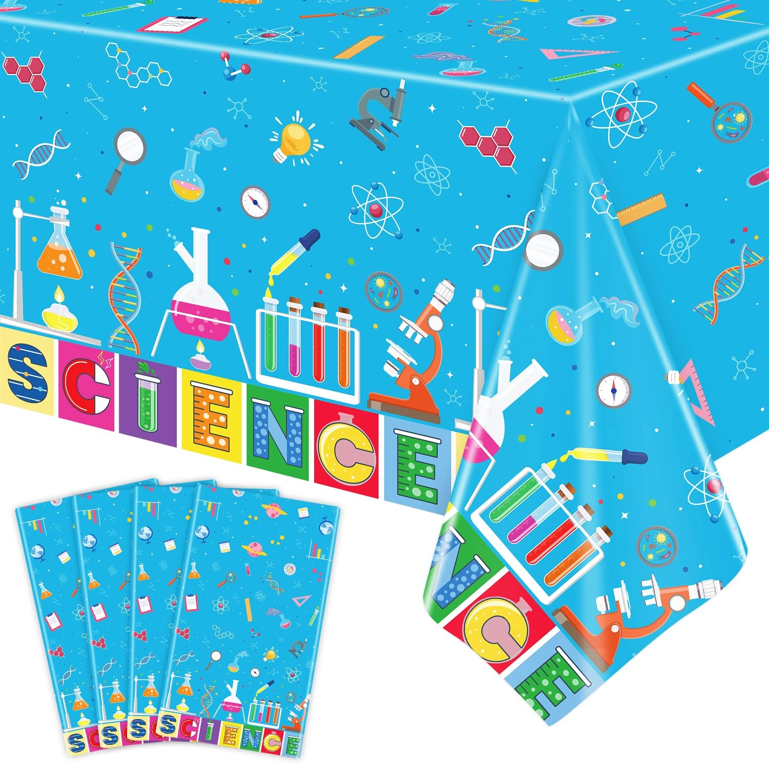 inspireyee Science Party Tablecloth - 4 PCS Birthday