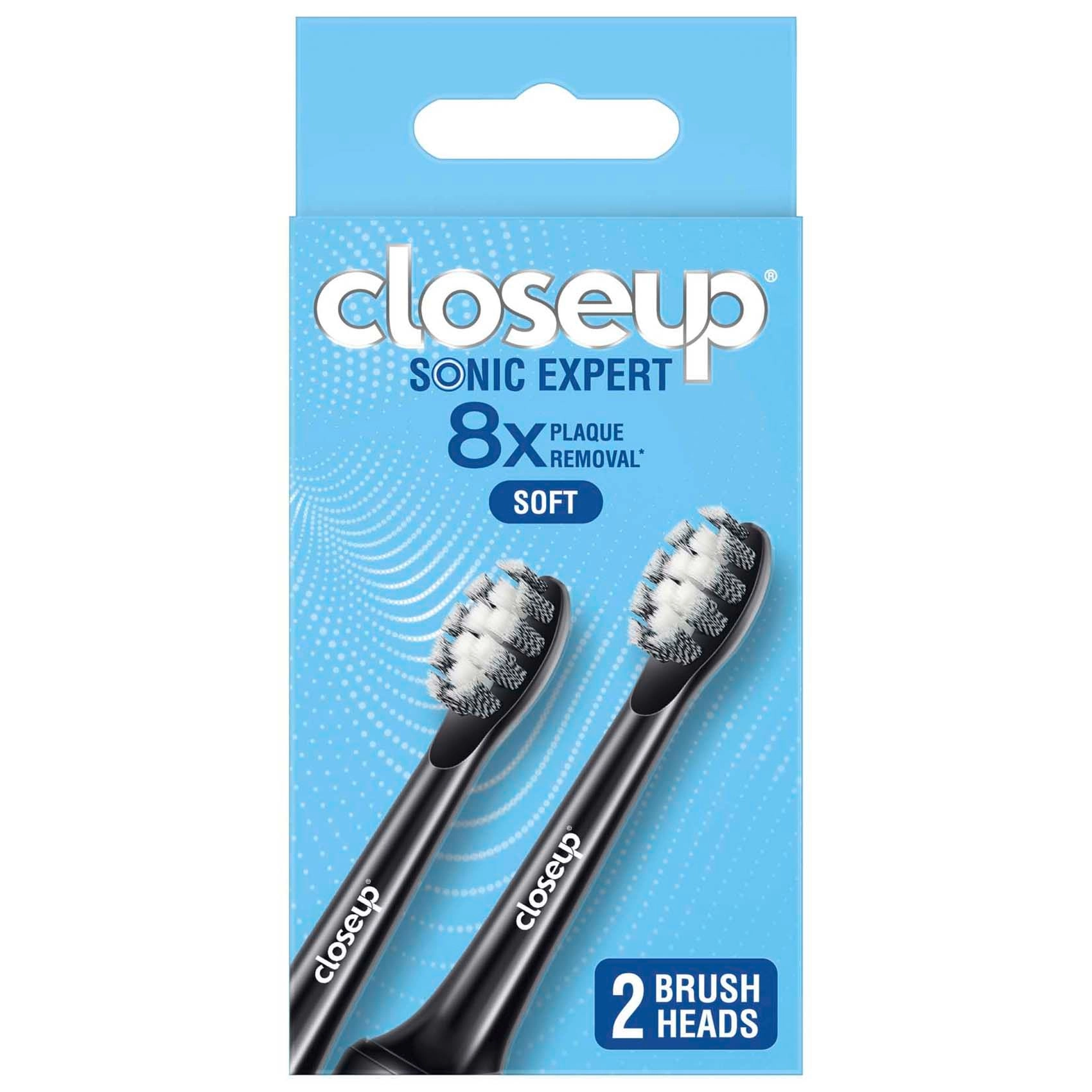 closeup Sonic Expert Rechargeable Toothbrush Refill - Black Pack of 2