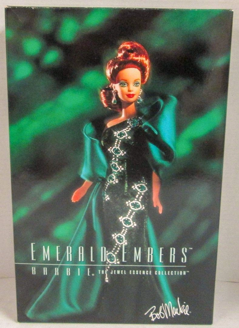 Mattel Barbie Emerald Embers - Vinyl Plastic Jewel Essence Collection Bob Mackie Edition Ages 180+