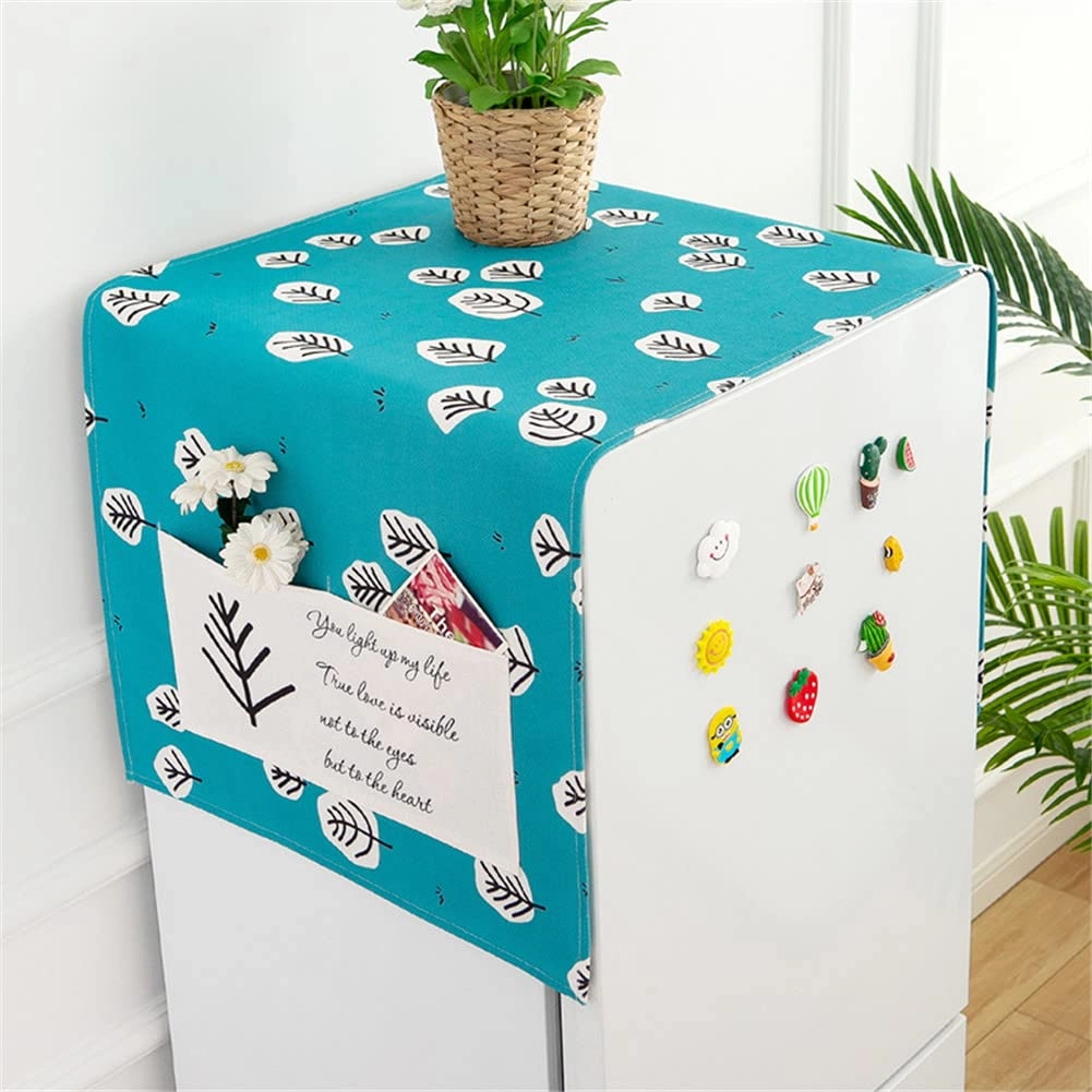 Lukery Fridge Dust Cover - 55x140cm Cyan Leaf