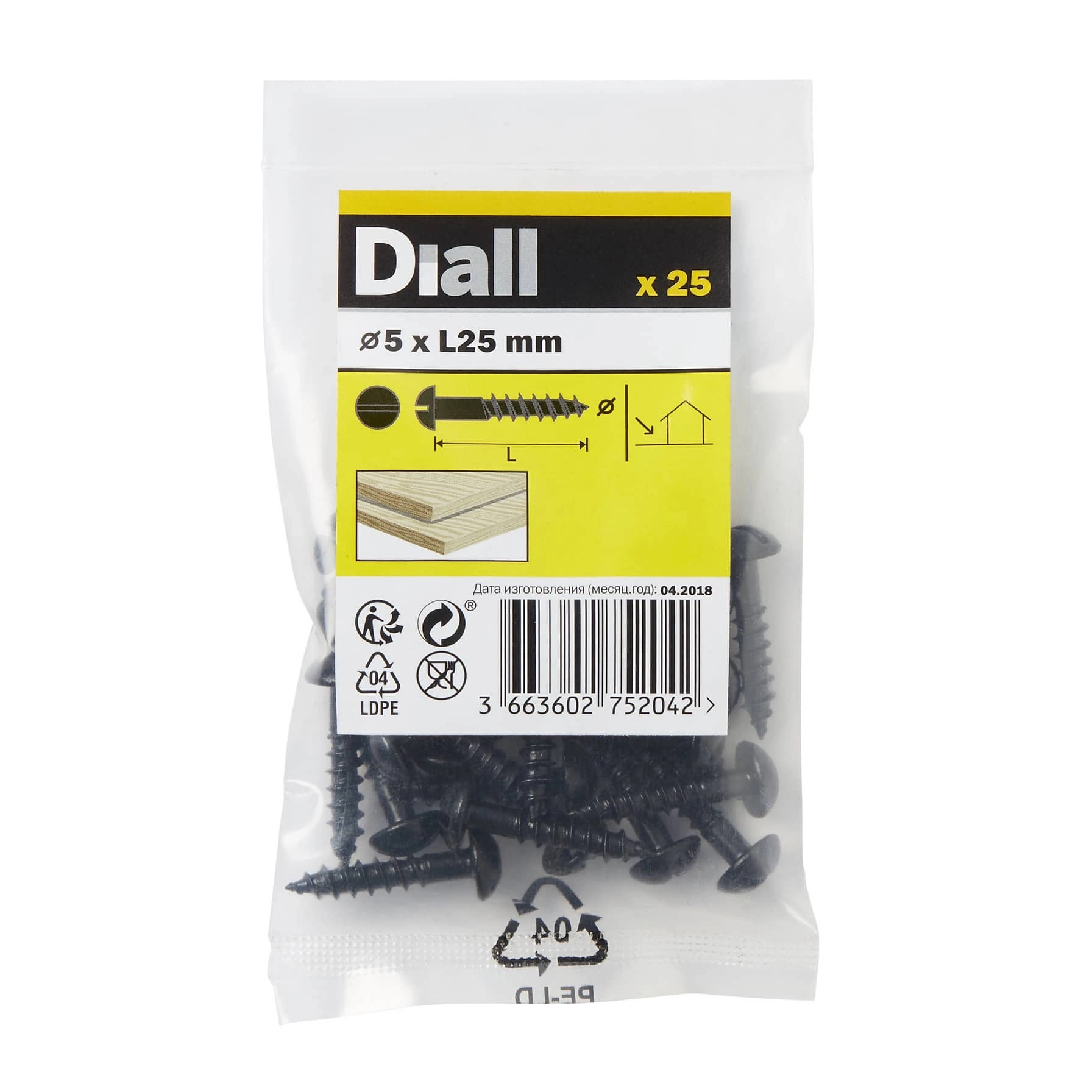 Diall Dome Wood Screw - 25 millimeter 5 x 25 mm
